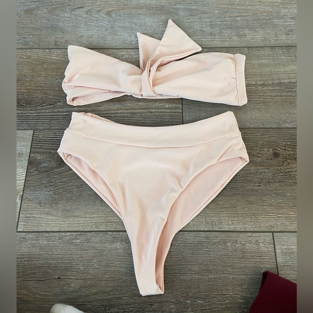 Almost Naked Blush Bandeau High Cut Bikini Set Large